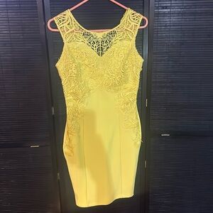 Bright yellow body con dress